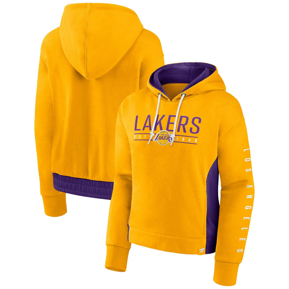 Fanatics - Los Angeles Lakers Women's Iconic Halftime Colorblock Pullover Hoodie - Gold