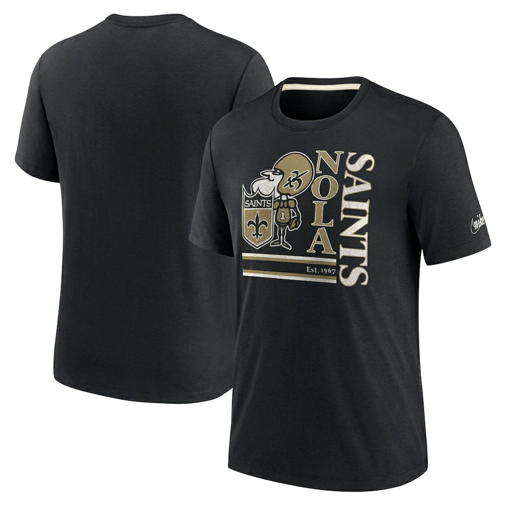 New Orleans Saints Wordmark Logo Tri-Blend T-Shirt Black - Nike