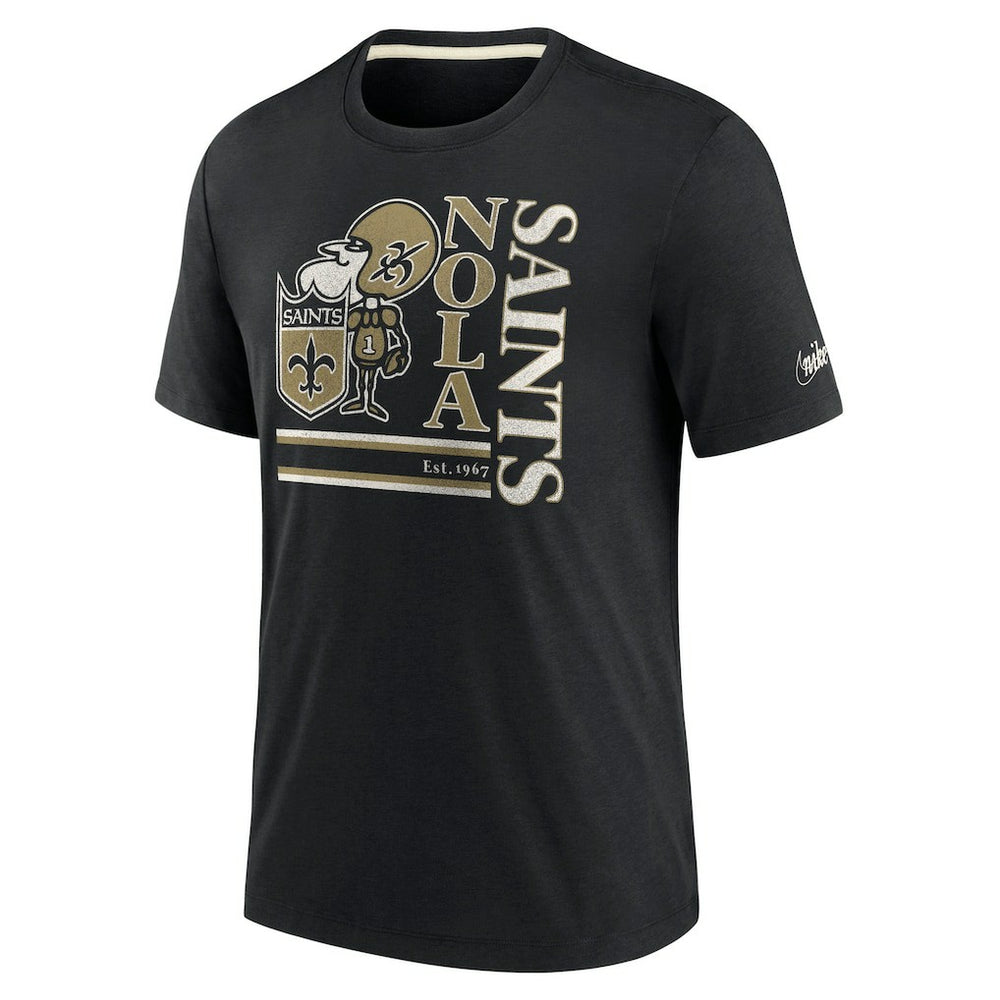 New Orleans Saints Wordmark Logo Tri-Blend T-Shirt Black - Nike
