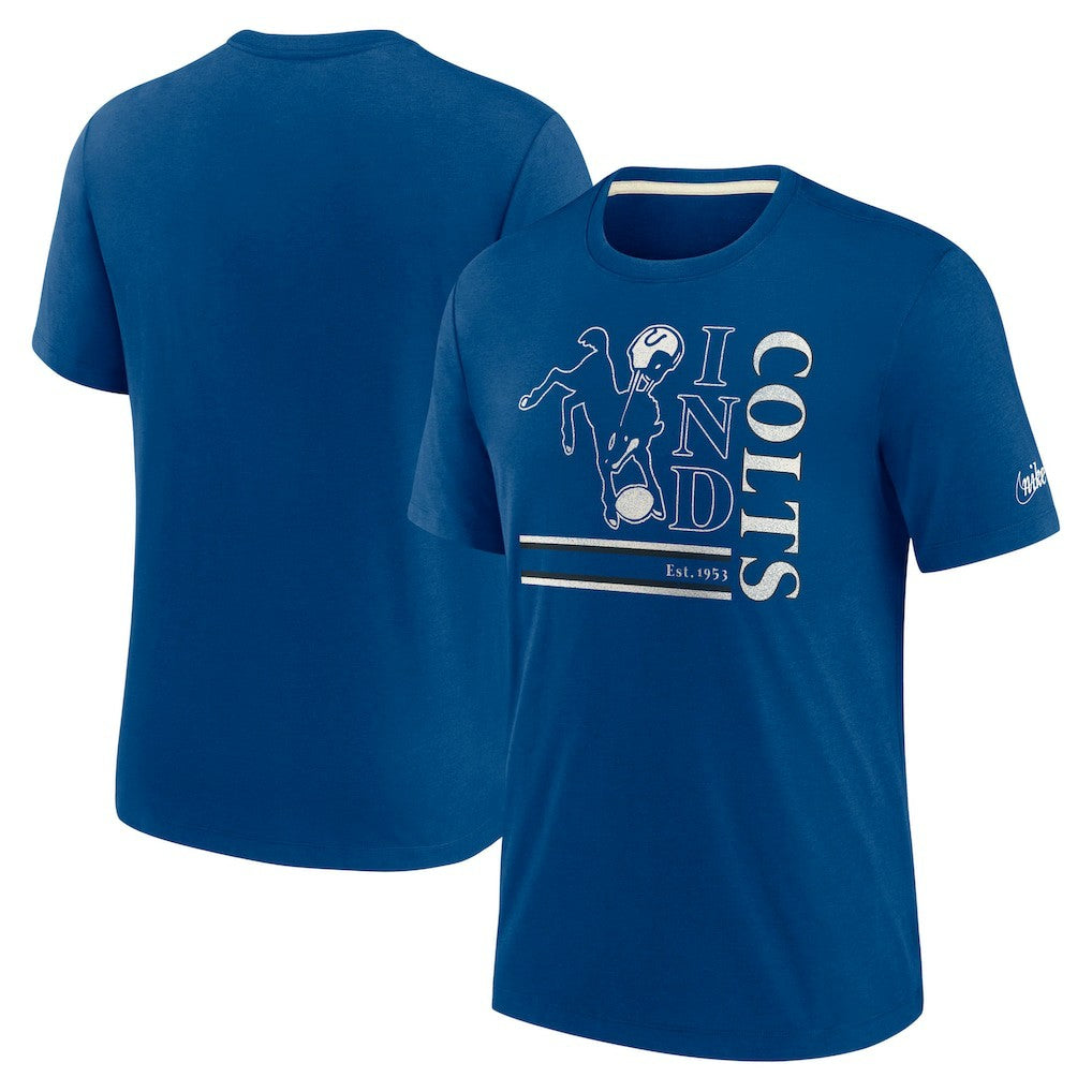Indianapolis Colts Wordmark Logo Tri-Blend T-Shirt Royal - Nike