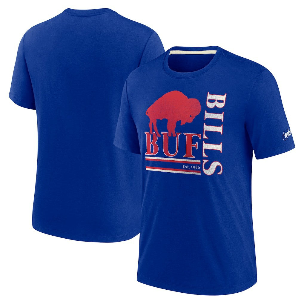 Buffalo Bills Wordmark Logo Tri-Blend T-Shirt Royal - Nike
