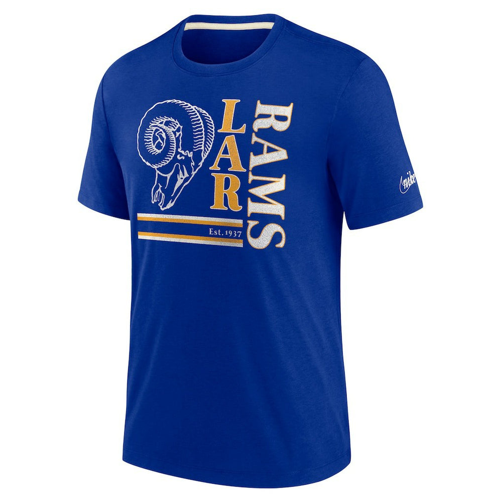 Los Angeles Rams Wordmark Logo Tri-Blend T-Shirt Royal - Nike