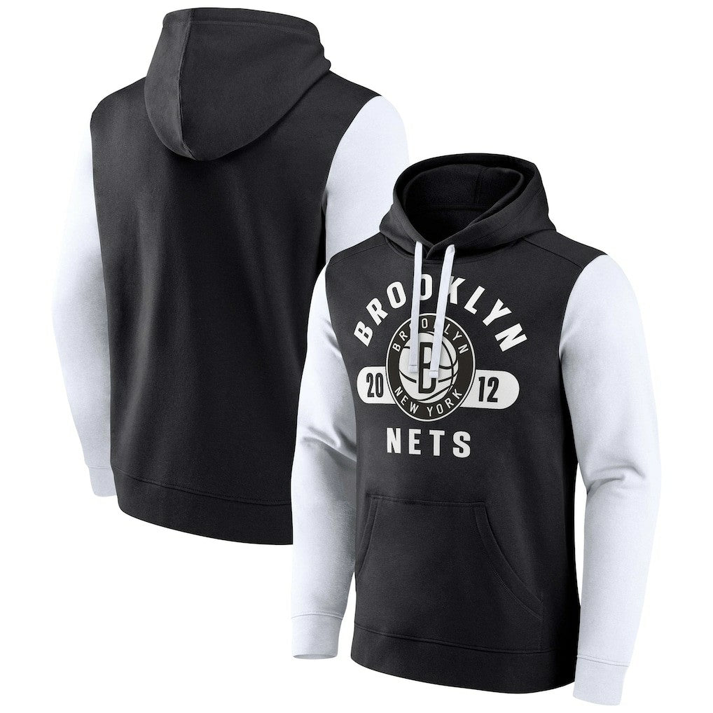 Fanatics - Brooklyn Nets Attack Colorblock Pullover Hoodie - Black/White