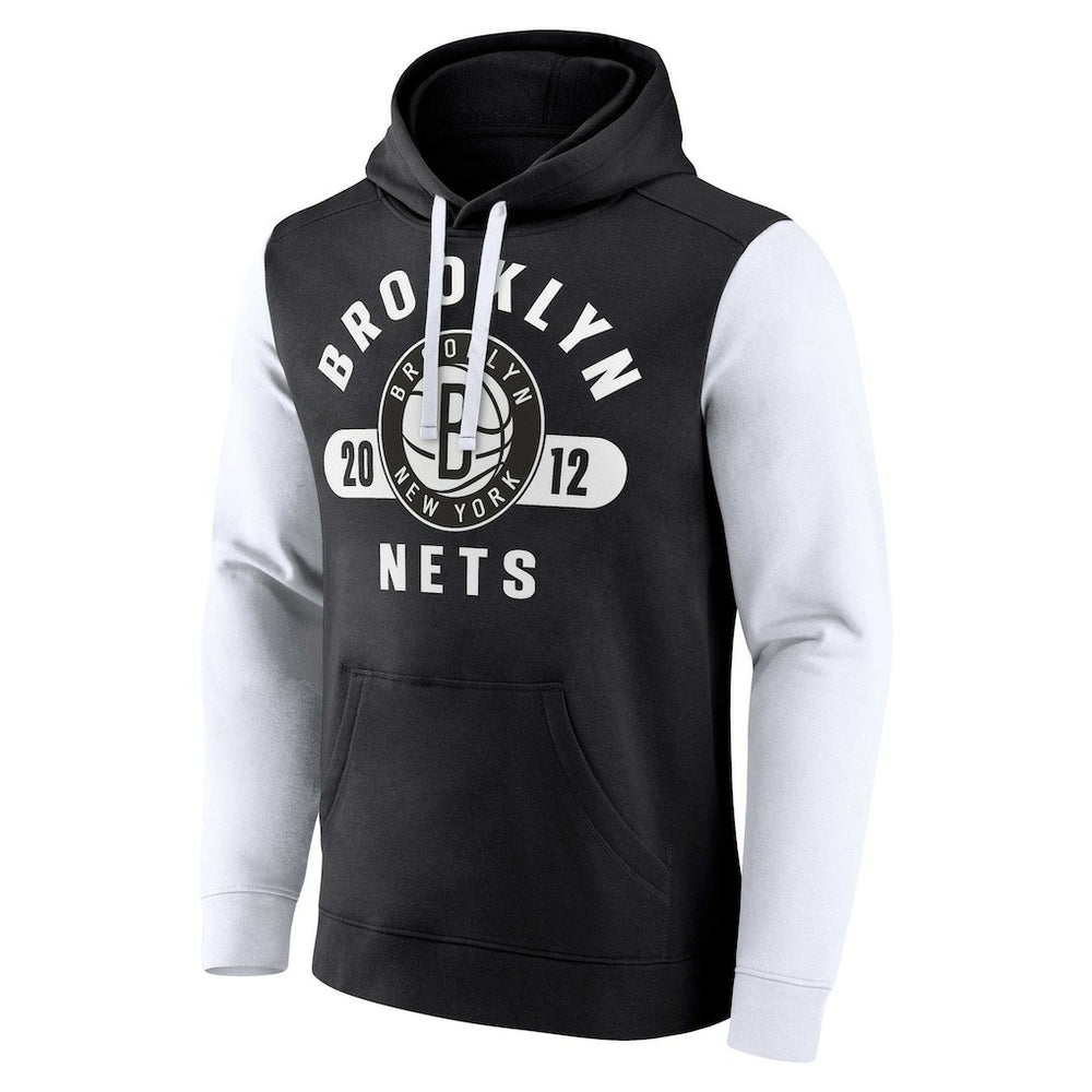 Fanatics - Brooklyn Nets Attack Colorblock Pullover Hoodie - Black/White