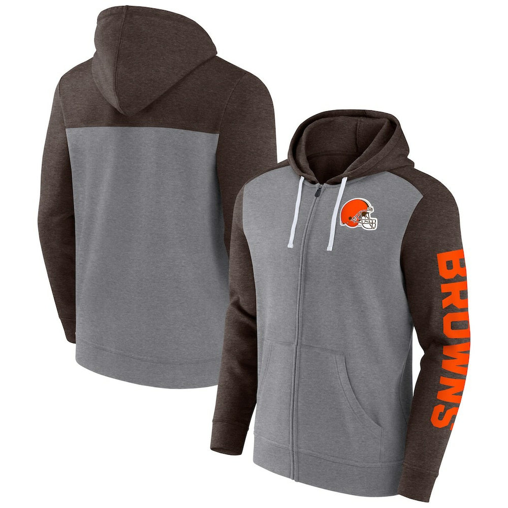 Cleveland Browns Down and Distance Full-Zip Hoodie Heather Gray - Fanatics