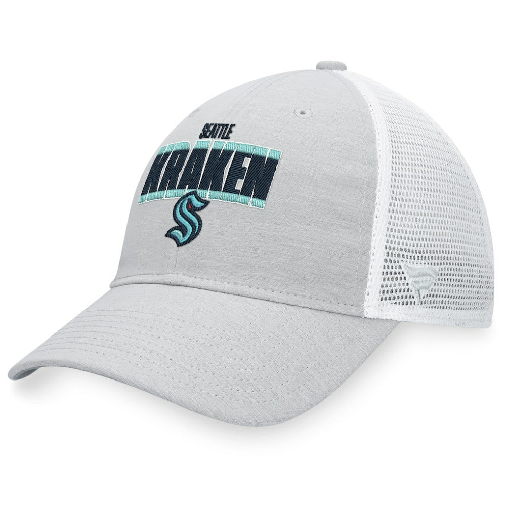 Seattle Kraken Fanatics Team Trucker Snapback Hat Heather Gray/White