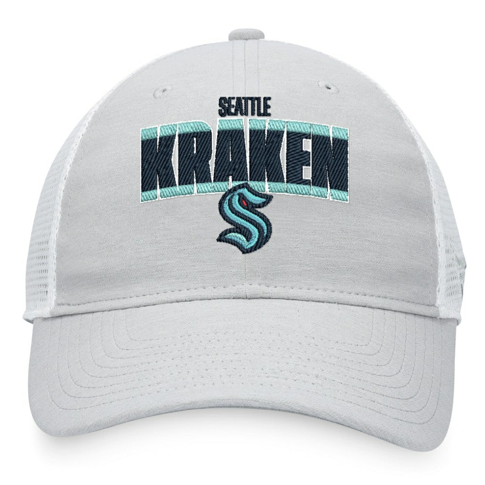 Seattle Kraken Fanatics Team Trucker Snapback Hat Heather Gray/White