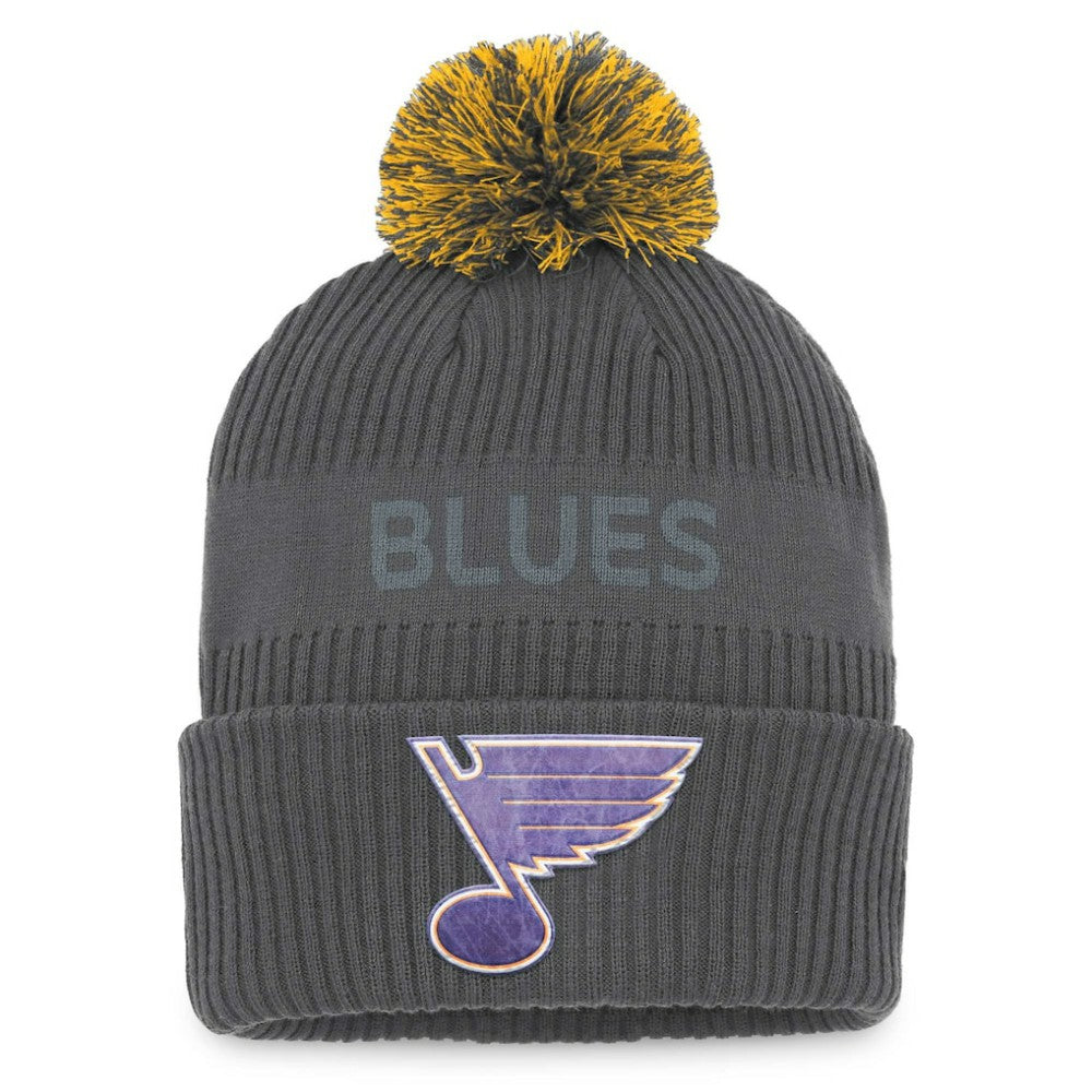 St. Louis Blues - Fanatics Authentic Pro Home Ice Cuffed Knit Hat with Pom Charcoal