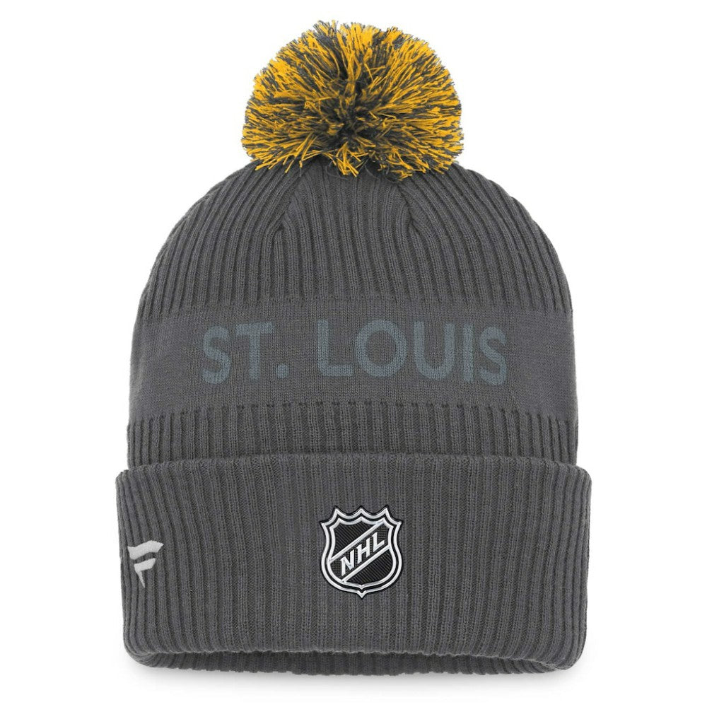 St. Louis Blues - Fanatics Authentic Pro Home Ice Cuffed Knit Hat with Pom Charcoal