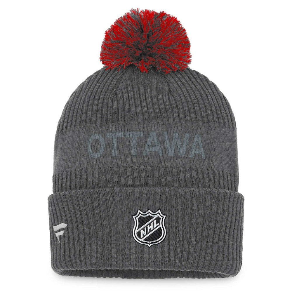 Ottawa Senators - Fanatics Authentic Pro Home Ice Cuffed Knit Hat with Pom Charcoal