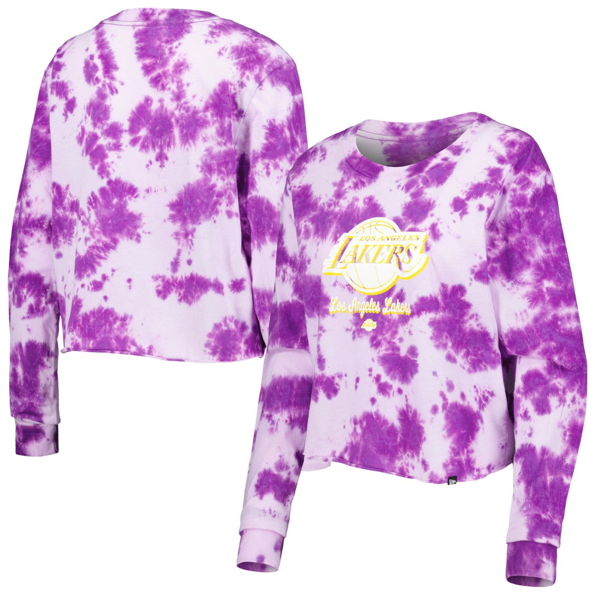 New Era - Los Angeles Lakers Women's Tie Dye Cropped Long Sleeve T-Shirt - Purple