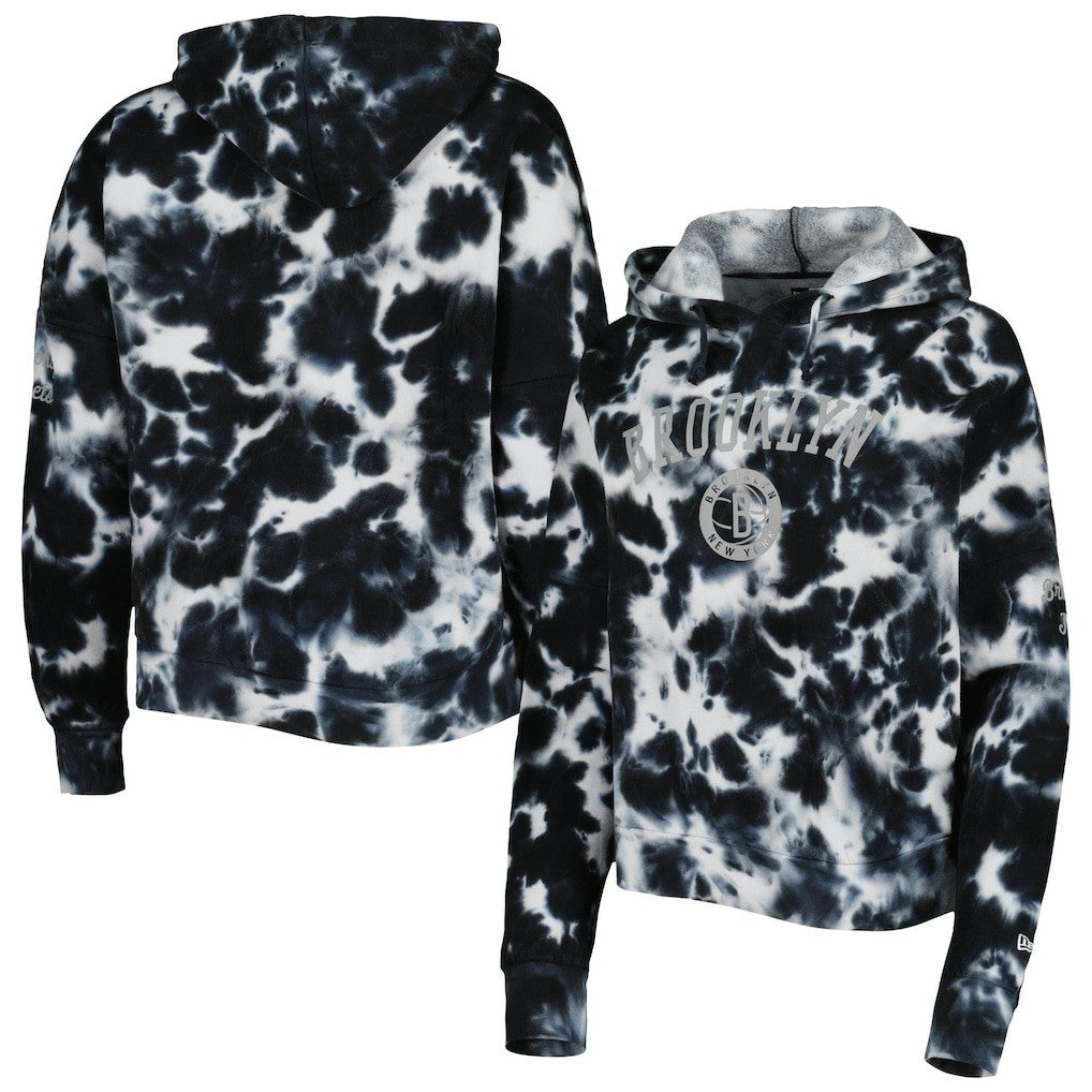 New Era - Brooklyn Nets Women's Brushed Cotton Tie-Dye Pullover Hoodie - Black