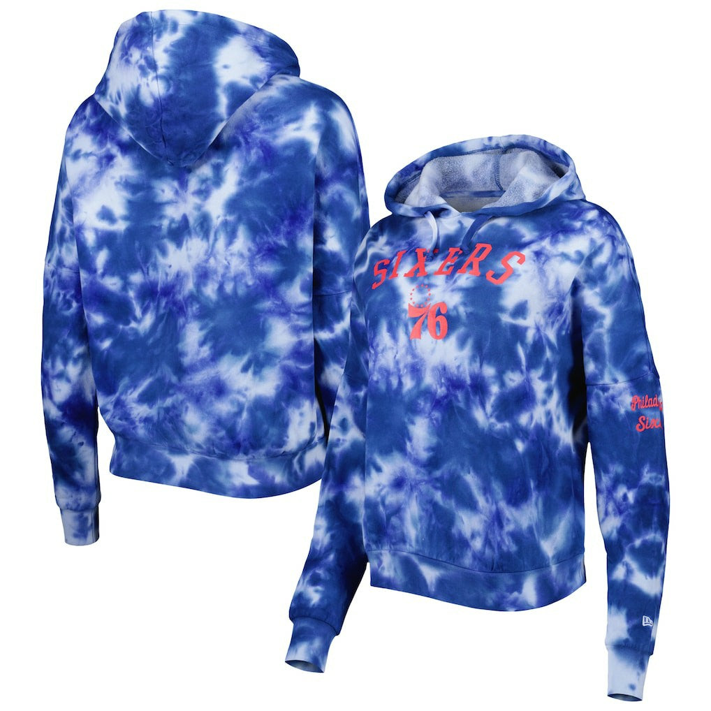 New Era - Philadelphia 76ers Women's Brushed Cotton Tie-Dye Pullover Hoodie - Royal