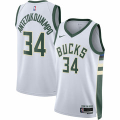 Nike - Giannis Antetokounmpo Milwaukee Bucks Unisex Swingman Jersey - Association Edition - White