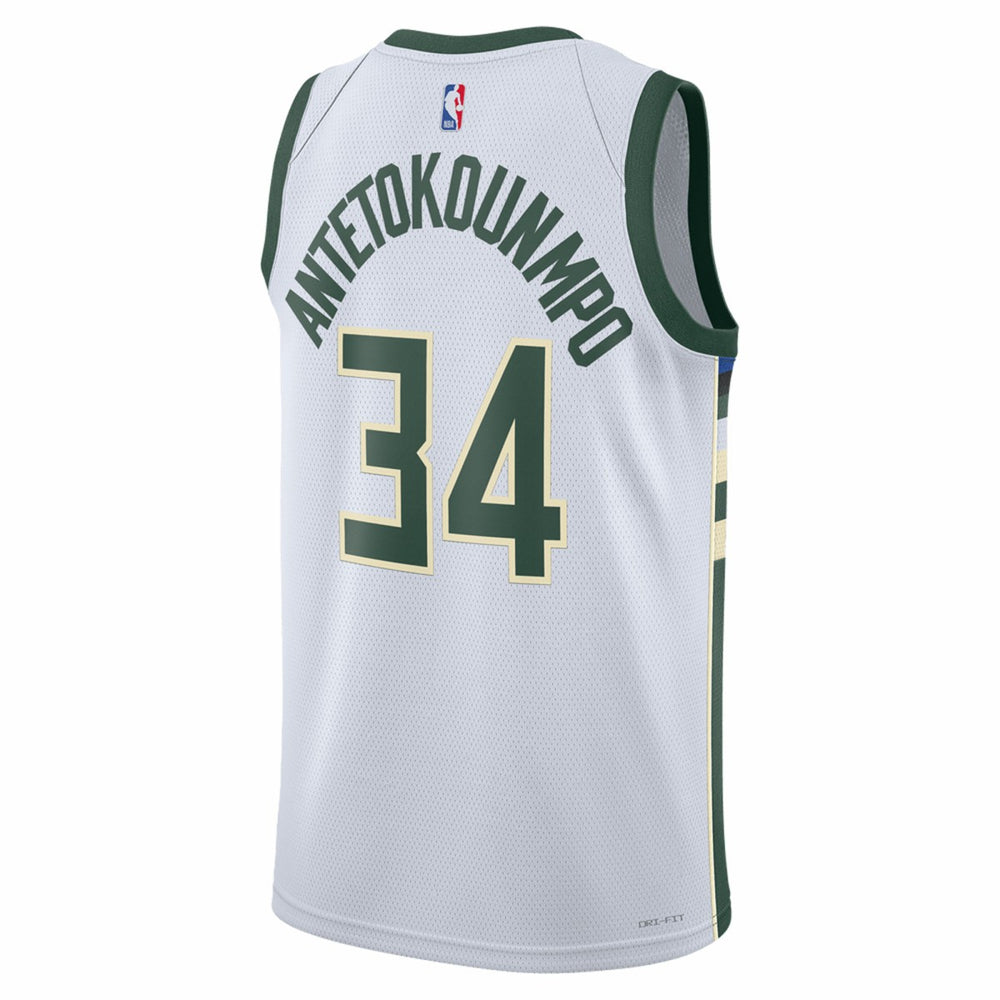 Nike - Giannis Antetokounmpo Milwaukee Bucks Unisex Swingman Jersey - Association Edition - White