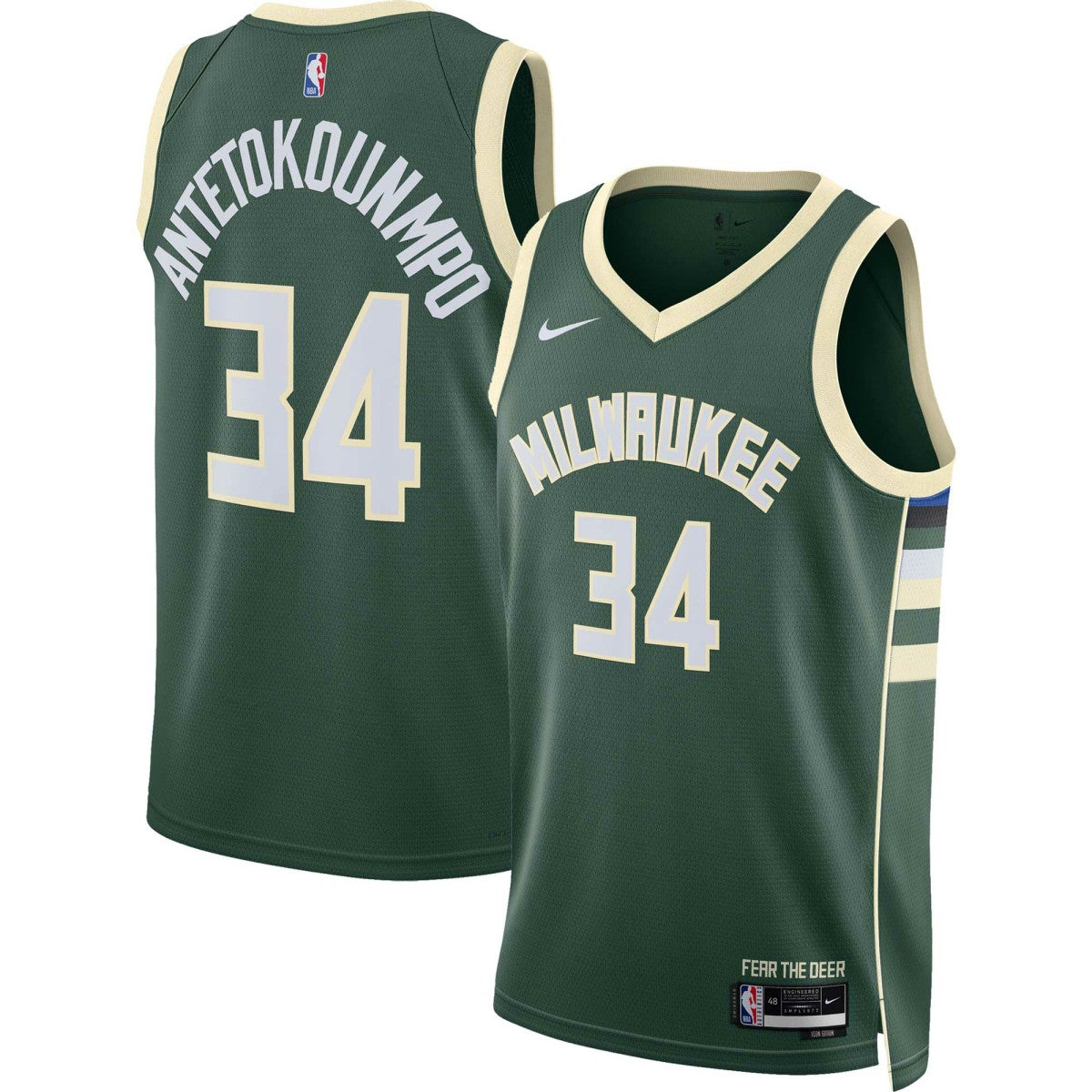 Nike - Giannis Antetokounmpo Milwaukee Bucks Unisex Swingman Jersey - Icon Edition - Hunter Green