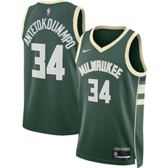 Nike - Giannis Antetokounmpo Milwaukee Bucks Unisex Swingman Jersey - Icon Edition - Hunter Green