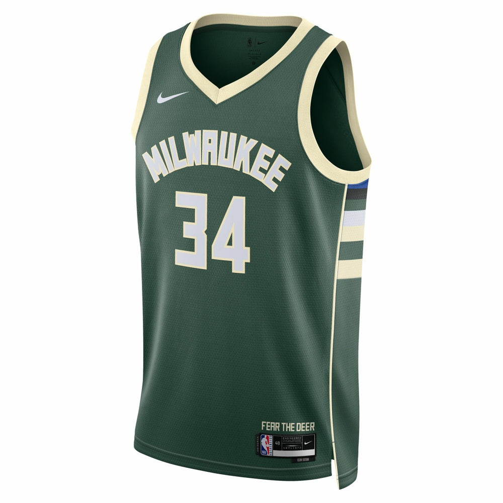Nike - Giannis Antetokounmpo Milwaukee Bucks Unisex Swingman Jersey - Icon Edition - Hunter Green