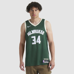 Nike - Giannis Antetokounmpo Milwaukee Bucks Unisex Swingman Jersey - Icon Edition - Hunter Green