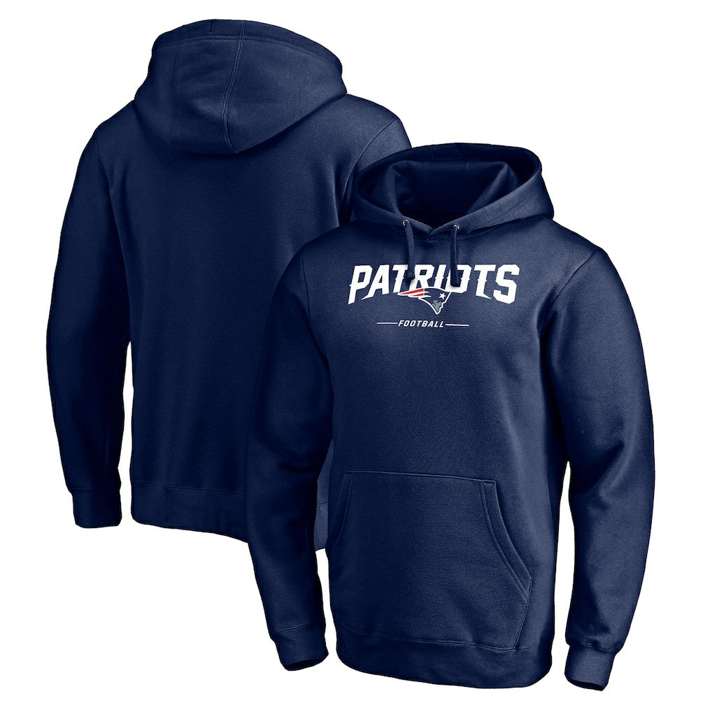New England Patriots Logo Team Lockup Fitted Pullover Hoodie Navy - NFL