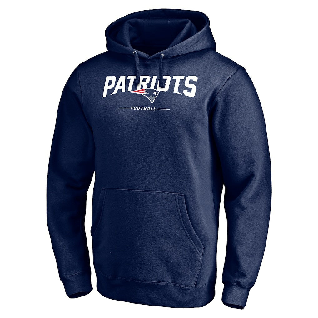 New England Patriots Logo Team Lockup Fitted Pullover Hoodie Navy - NFL