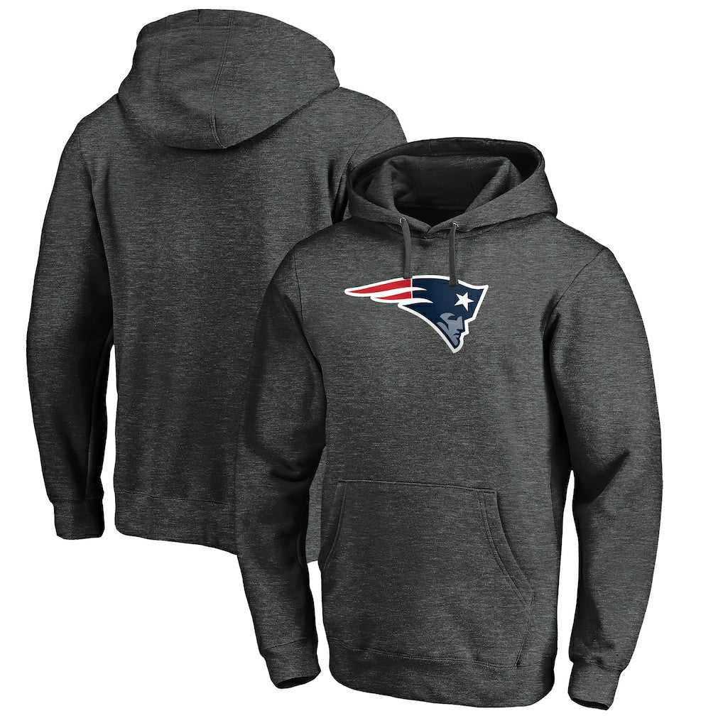 New England Patriots Primary Logo Fitted Pullover Hoodie Charcoal - NFL