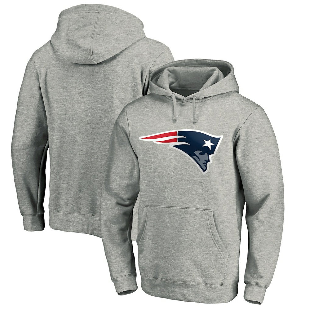 New England Patriots Primary Logo Fitted Pullover Hoodie Heather Gray - NFL