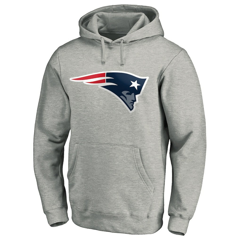 New England Patriots Primary Logo Fitted Pullover Hoodie Heather Gray - NFL