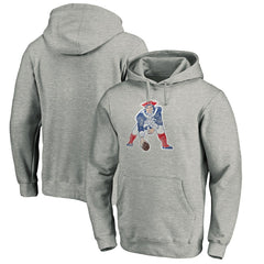 New England Patriots Throwback Logo Pullover Hoodie Heathered Gray - NFL