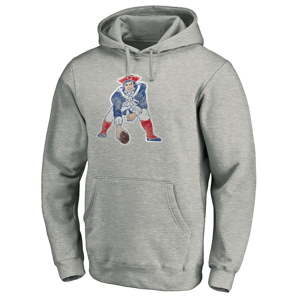 New England Patriots Throwback Logo Pullover Hoodie Heathered Gray - NFL