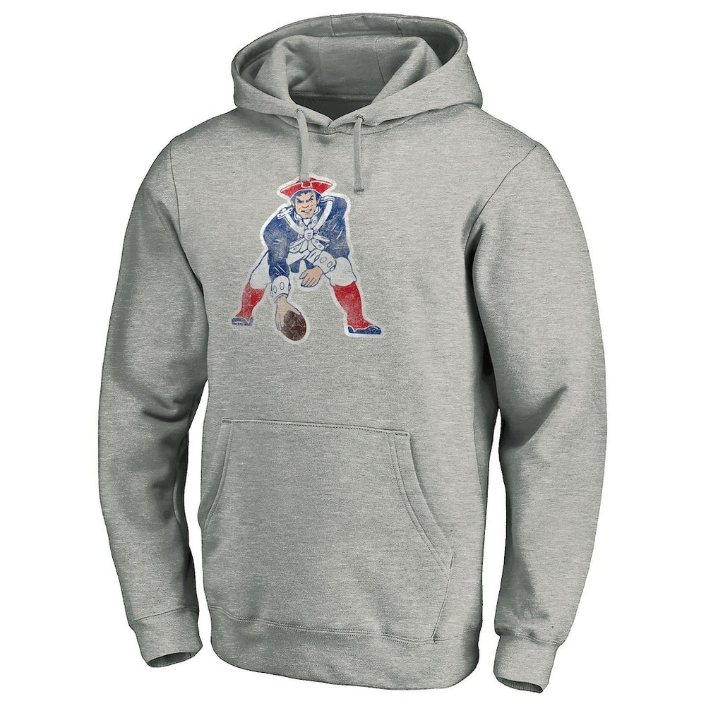 New England Patriots Throwback Logo Pullover Hoodie Heathered Gray - NFL