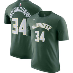 Nike - Giannis Antetokounmpo Milwaukee Bucks Icon 2022/23 Name & Number T-Shirt - Hunter Green