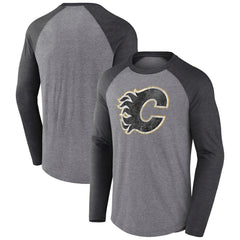 Calgary Flames - Fanatics Special Edition Long Sleeve Tri-Blend Raglan T-Shirt Heather Gray