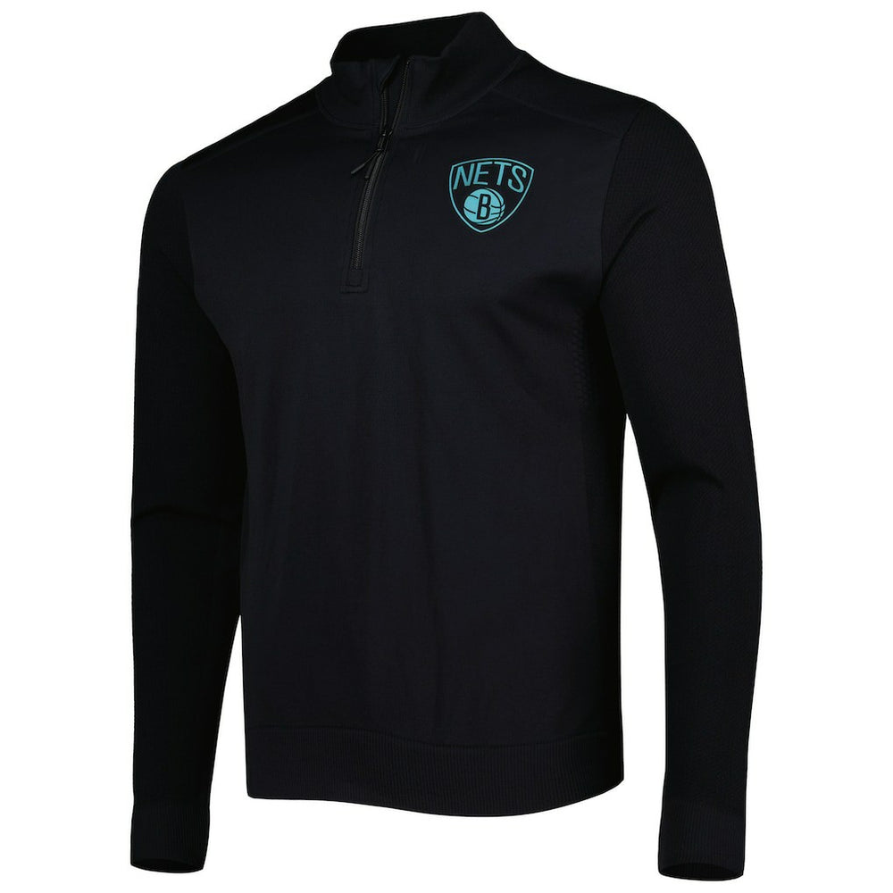 NBA - Brooklyn Nets Levelwear Nano Engineered Knit Fabric Quarter-Zip Jacket - Black