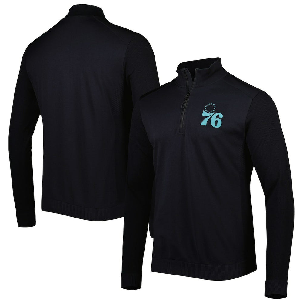 NBA - Philadelphia 76ers Levelwear Nano Engineered Knit Fabric Quarter-Zip Jacket - Black