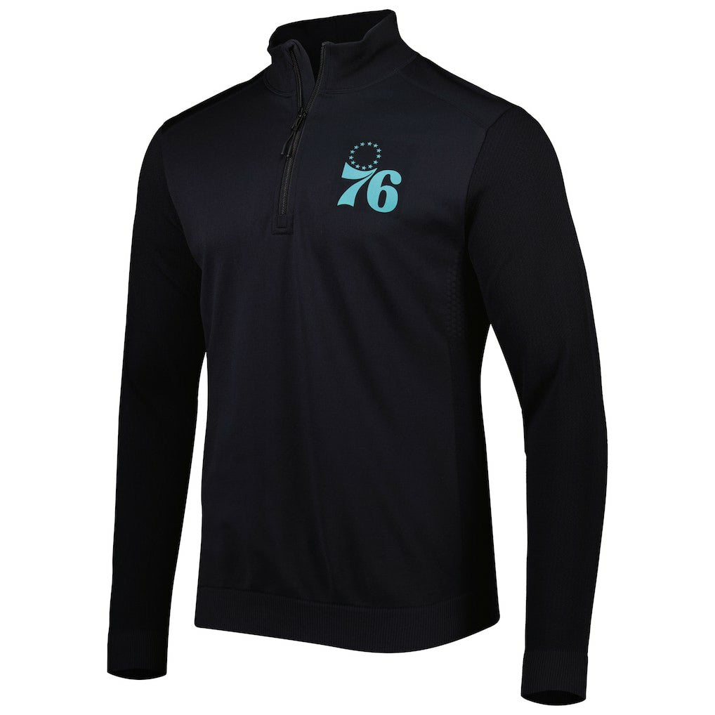 NBA - Philadelphia 76ers Levelwear Nano Engineered Knit Fabric Quarter-Zip Jacket - Black