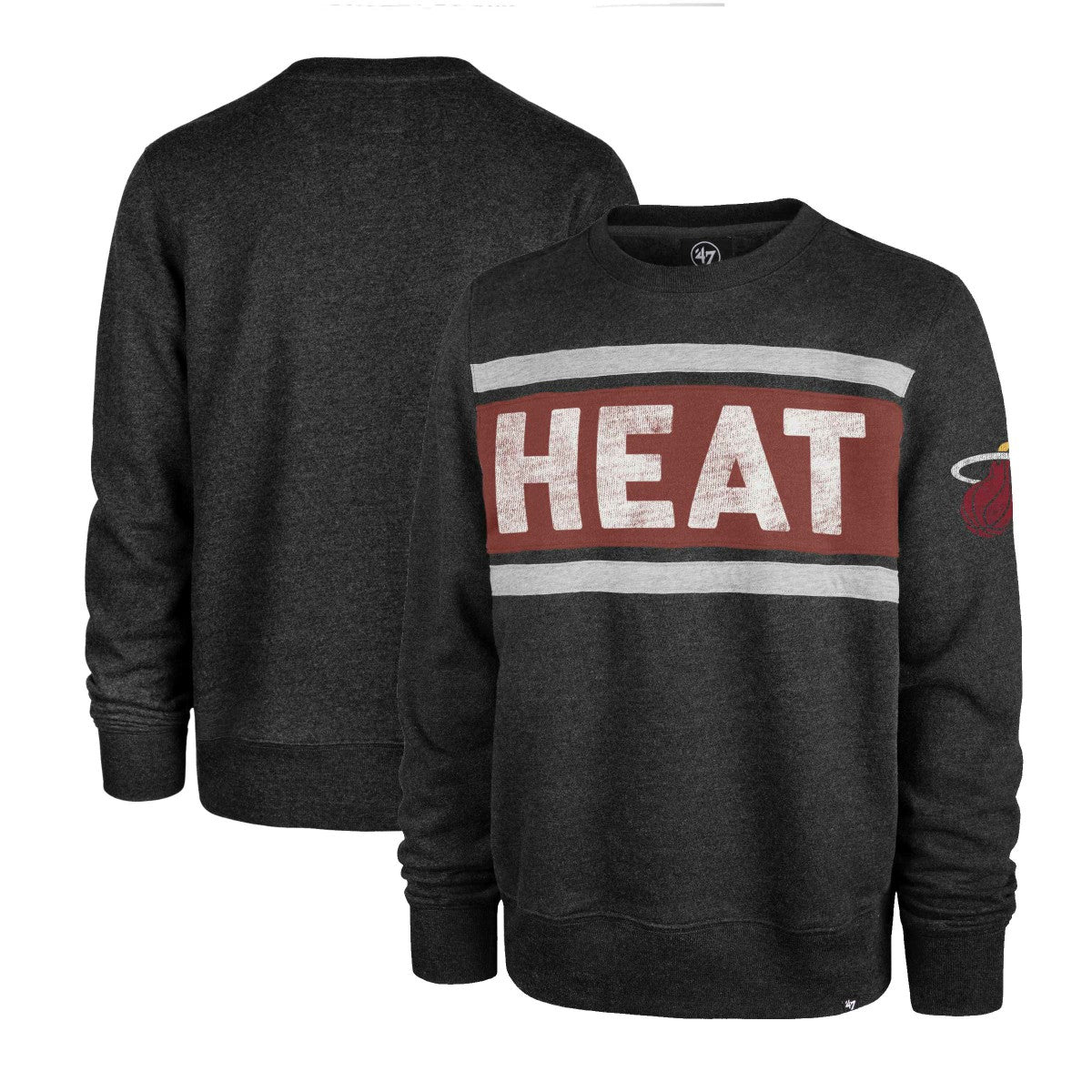 47 brand - Miami Heat '47 Tribeca Emerson Pullover Sweatshirt - Heather Black