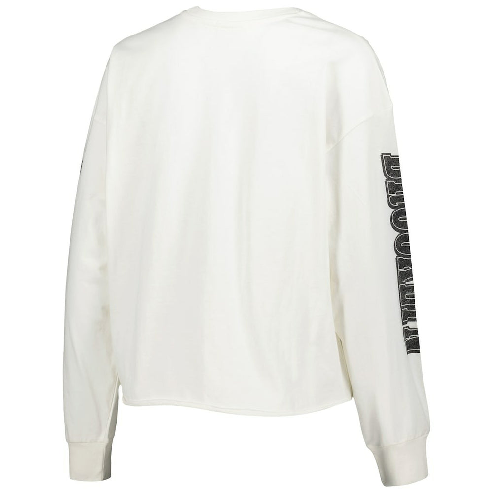 47 brand - Brooklyn Nets '47 Women's Parkway Brush Back Long Sleeve Cropped T-Shirt - Cream