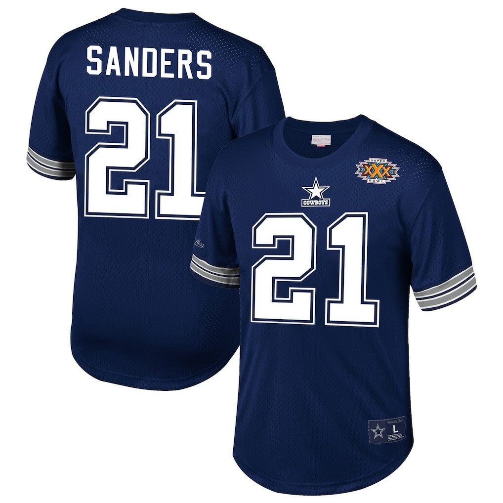 Deion Sanders Dallas Cowboys Retired Player Name & Number Mesh Top Navy - Mitchell & Ness