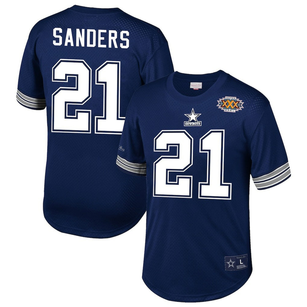 Deion Sanders Dallas Cowboys Retired Player Name & Number Mesh Top Navy - Mitchell & Ness