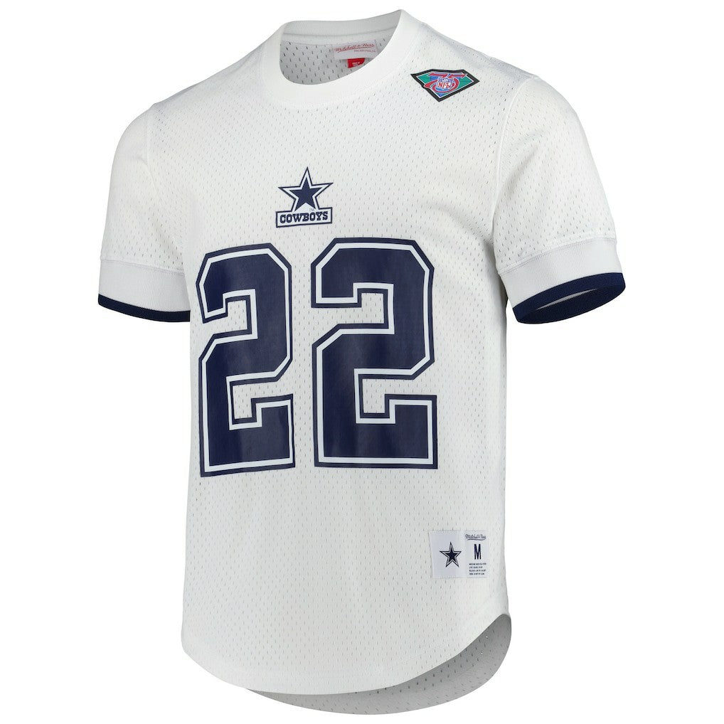 Emmitt Smith Dallas Cowboys Retired Player Name & Number Mesh Top White - Mitchell & Ness