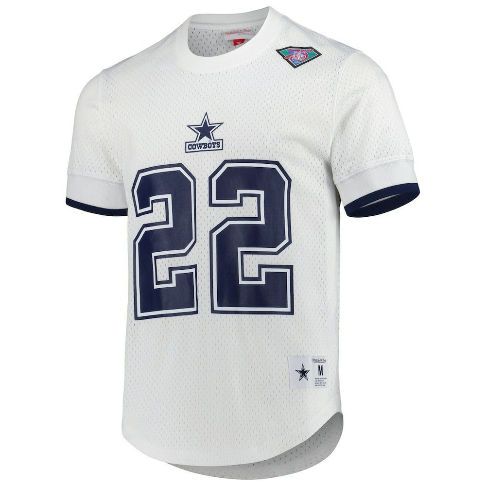Emmitt Smith Dallas Cowboys Retired Player Name & Number Mesh Top White - Mitchell & Ness