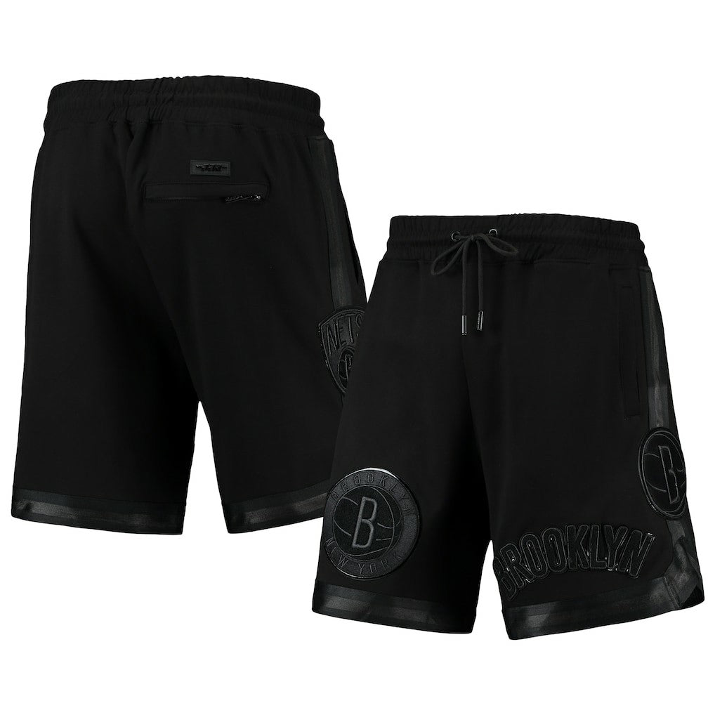 NBA - Brooklyn Nets Pro Standard Triple Black Gloss Logo Shorts