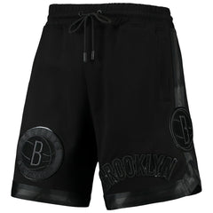 NBA - Brooklyn Nets Pro Standard Triple Black Gloss Logo Shorts