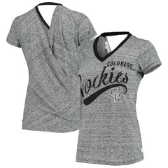 Colorado Rockies Touch Women's Hail Mary Back Wrap Space-Dye V-Neck T-Shirt Online