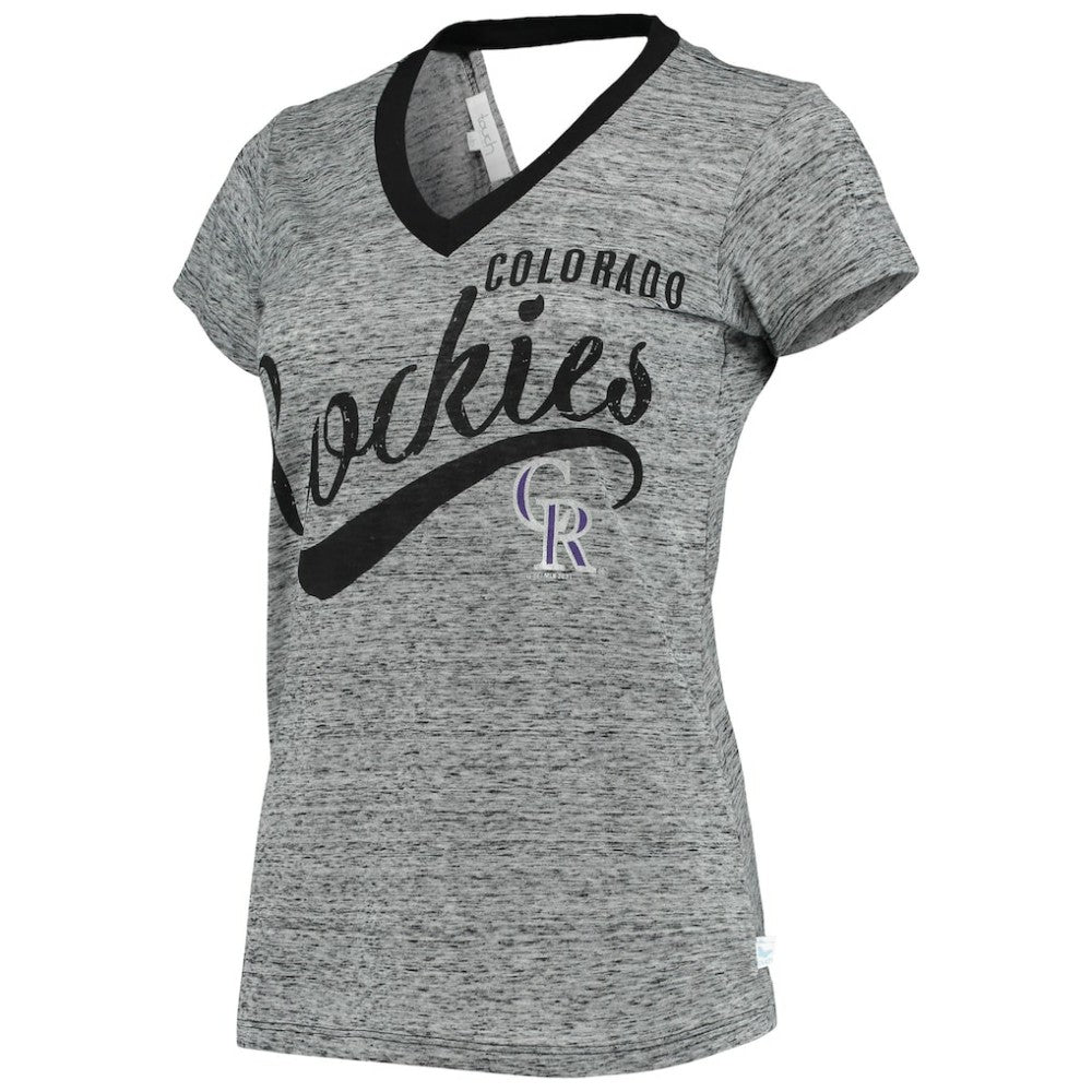 Colorado Rockies Touch Women's Hail Mary Back Wrap Space-Dye V-Neck T-Shirt Online