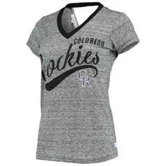 Colorado Rockies Touch Women's Hail Mary Back Wrap Space-Dye V-Neck T-Shirt Online