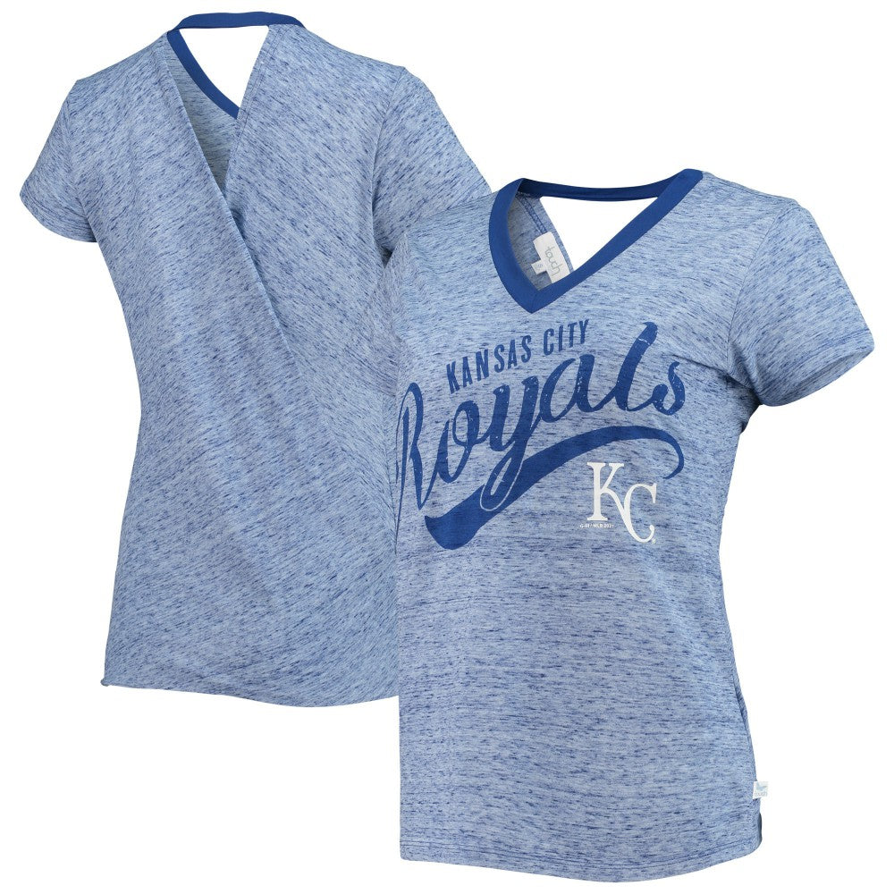 Kansas City Royals Touch Women's Hail Mary Back Wrap Space-Dye V-Neck T-Shirt Sale