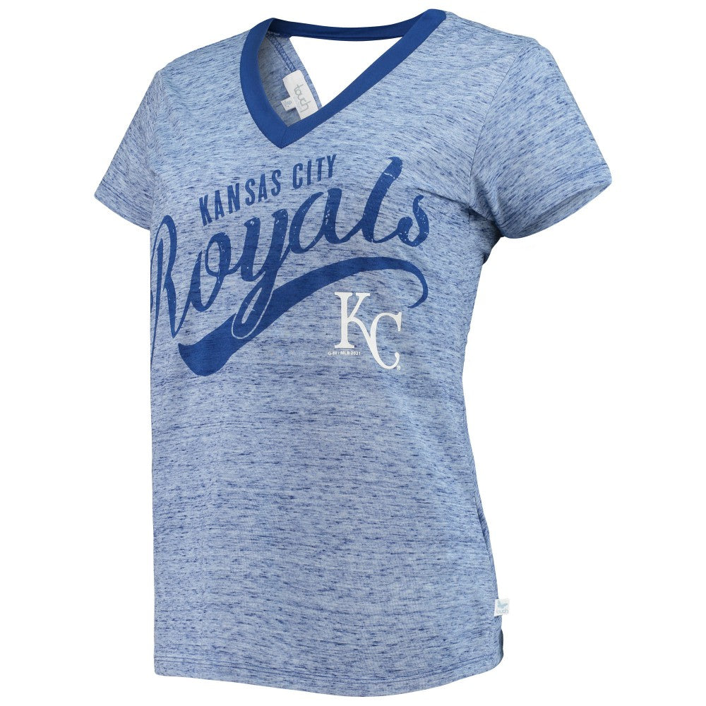 Kansas City Royals Touch Women's Hail Mary Back Wrap Space-Dye V-Neck T-Shirt Sale