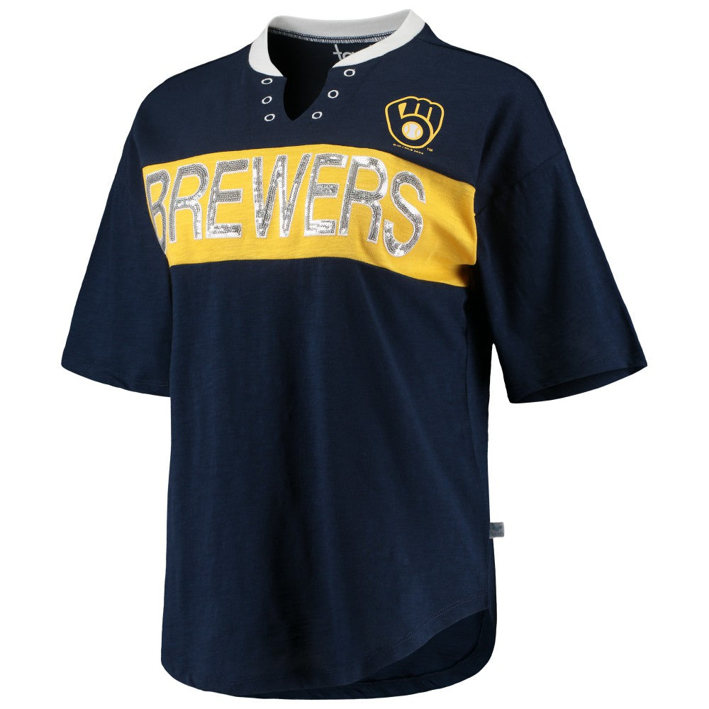 Milwaukee Brewers Touch Women's Lead Off Notch Neck T-Shirt Clearance